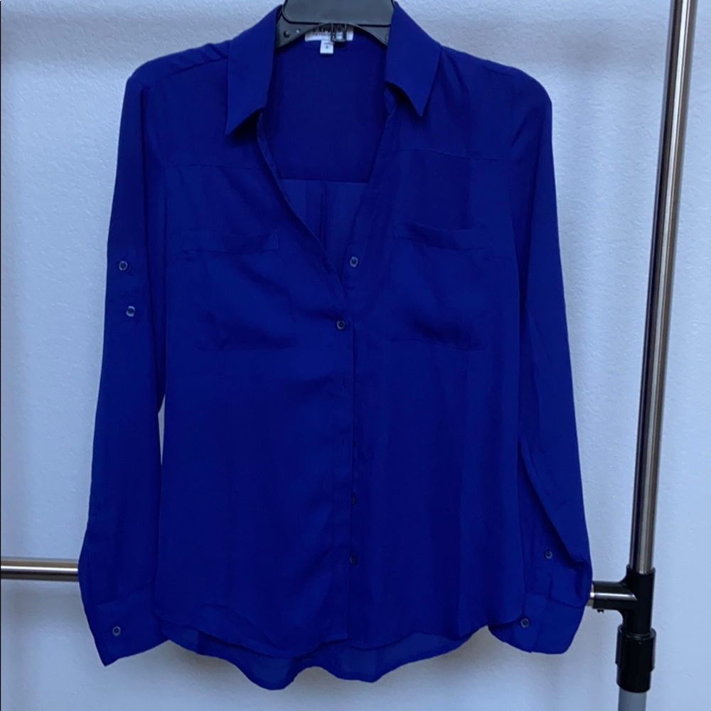 Express Portofino royal blue button down shirt